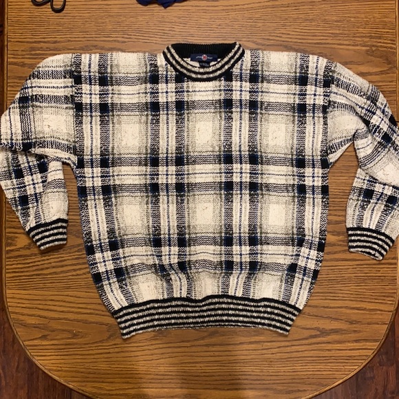 cotton traders Other - Men’s L Plaid Sweater Black and White